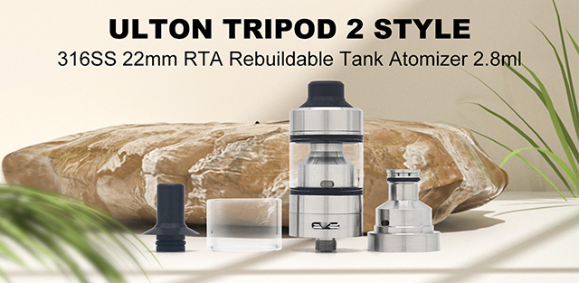 ULTON Tripod 2 Style 316SS 22mm RTA Rebuildable Ta