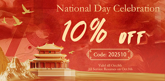 National Day Sales 10% off Code: 202510