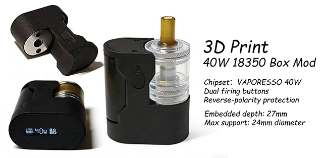 3D Print Zhangxin 40W 18350 Box Mod - Black